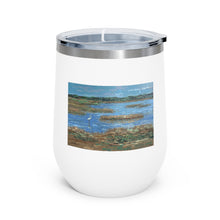 Load image into Gallery viewer, Coastal - Heron in Marsh - 12oz Insulated Wine Tumbler