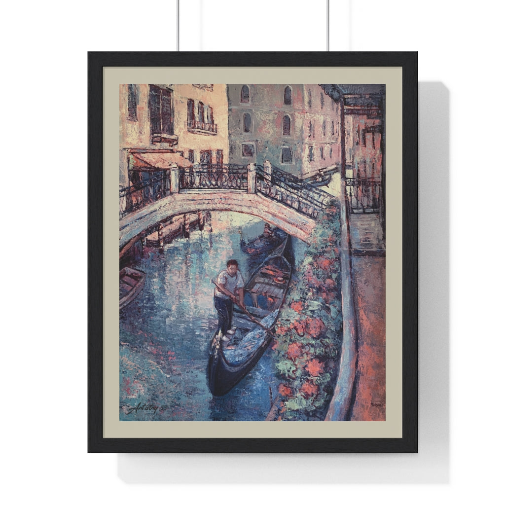 Coastal - Venice Gondola Ride - Premium Framed Vertical Poster