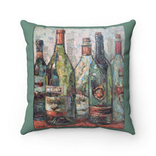 Load image into Gallery viewer, Wine - Bottles on Red - Faux Suede Square Pillow
