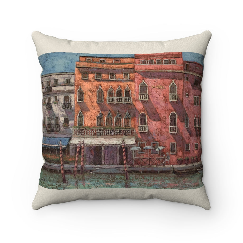 Travel -  Venice View - Faux Suede Square Pillow