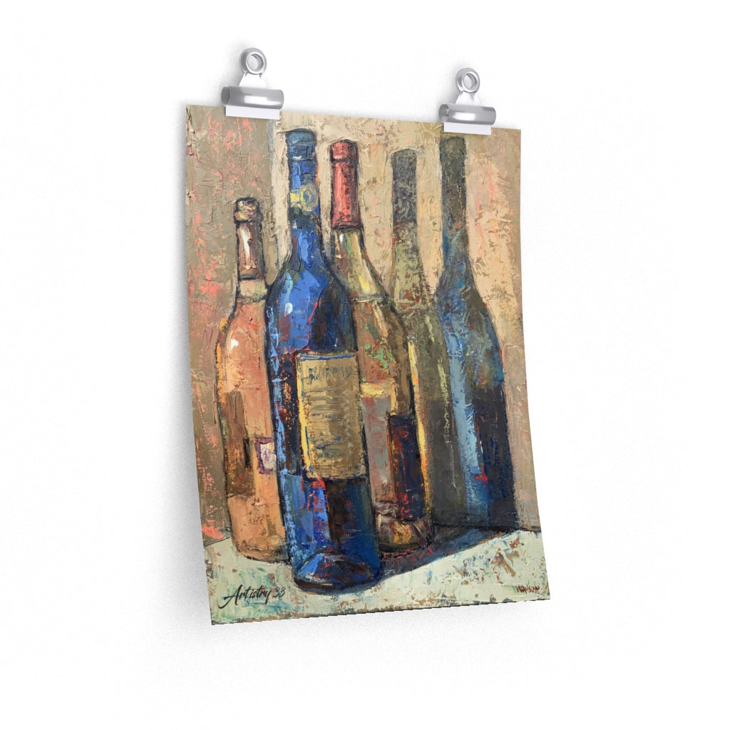 Wine - Blue Bottle - Premium Matte vertical posters
