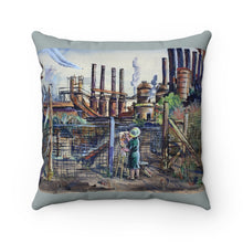 Load image into Gallery viewer, Travel - YSU Steel Mill - Faux Suede Square Pillow
