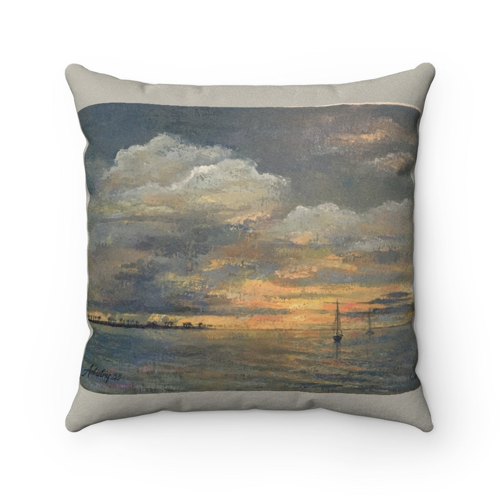 Coastal - Sunset Sail - Faux Suede Square Pillow