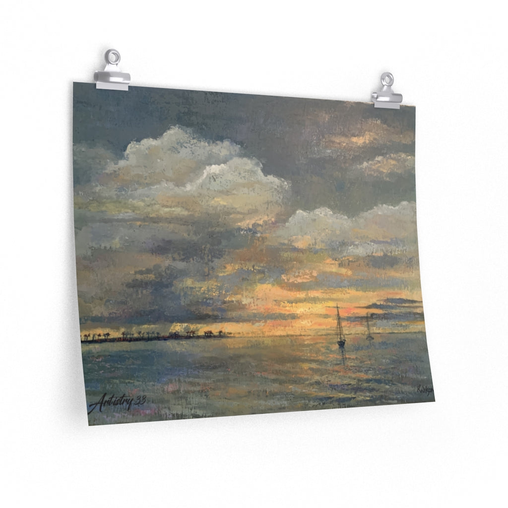 Coastal - Sunset Sail - Premium Matte horizontal posters