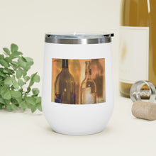 Load image into Gallery viewer, Wine - olive green bottles - 12oz Insulated Wine Tumbler

