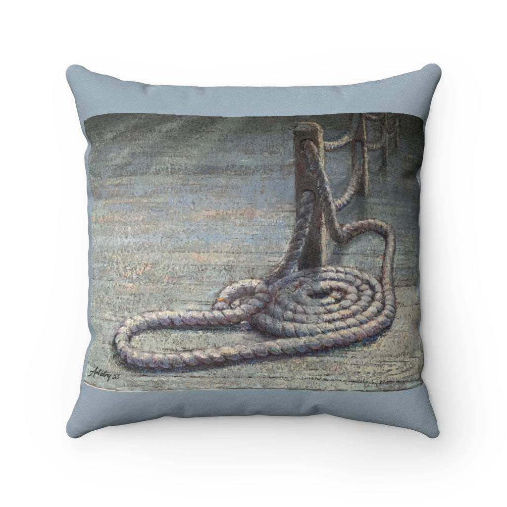 Coastal - Rope on Dock - Faux Suede Square Pillow